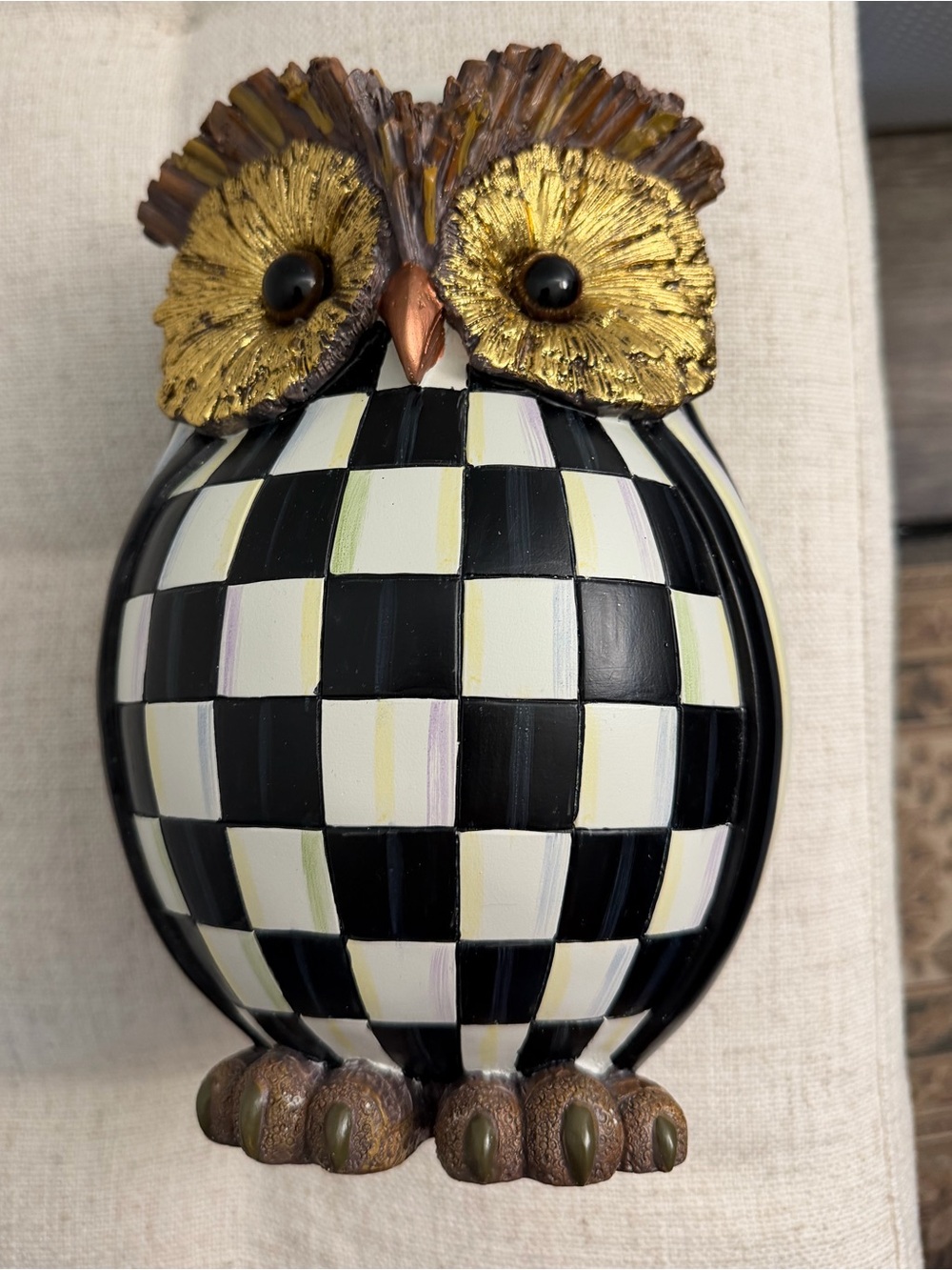 Mackenzie Childs Courtly Check Owl Figurine